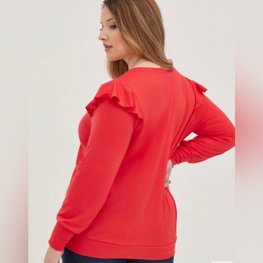 Torrid Ruffle Trim Sweatshirt - Lightweight French Terry - Picture 3 of 9